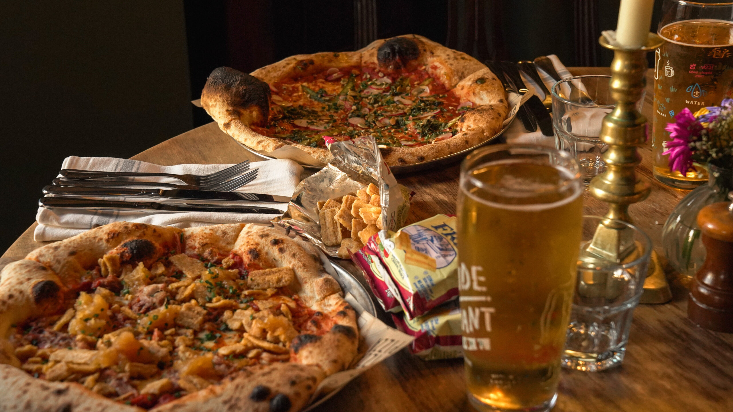 nole sourdough pizza at The Great Decoy in Hurstbourne Tarrant, Hampshire.