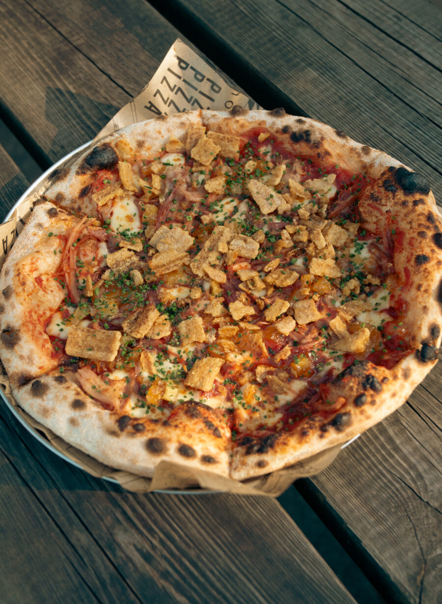 nole sourdough pizza at The Great Decoy in Hurstbourne Tarrant, Hampshire.